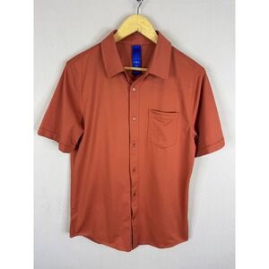 Kit and Ace Mens Short Sleeve Button Down Shirt Rust Orange Size M Pocket